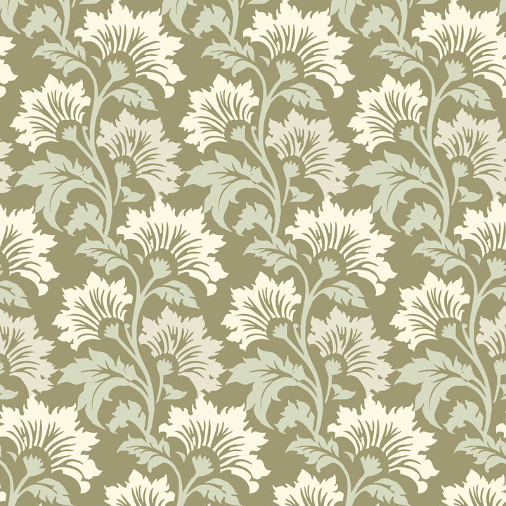 Wildflower - Olive Beige Botanical Wallpaper