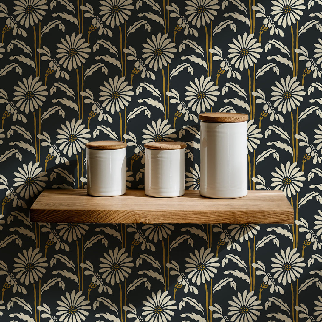 Woodland Bloom - Soot Black Floral Wallpaper