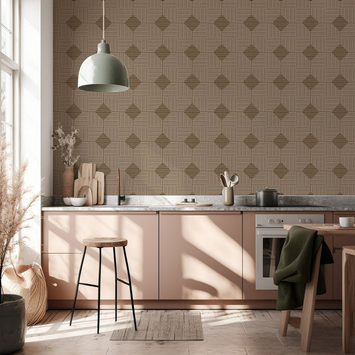 Woven Basket - Ashen Walnut Wallpaper