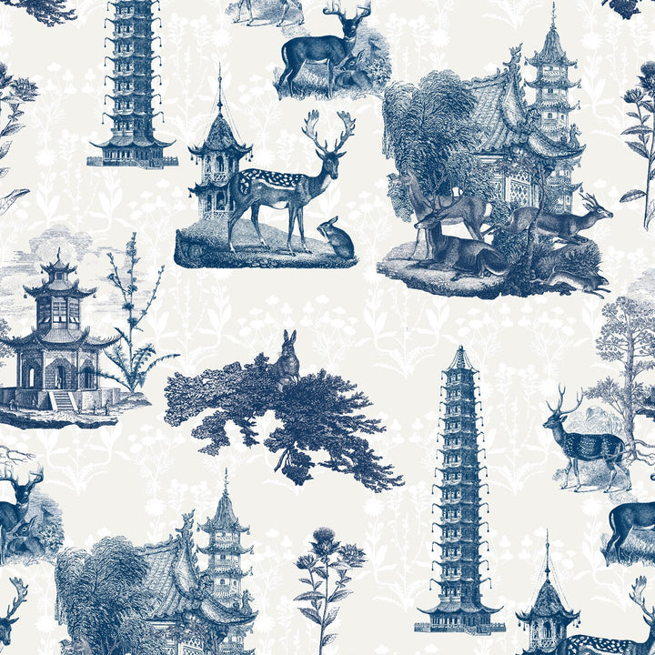 Pagoda Toile - Moon Wallpaper
