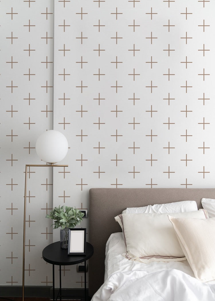 Addition Large - Truly Taupe Geometric Wallpaper by Mrs Paranjape Papers