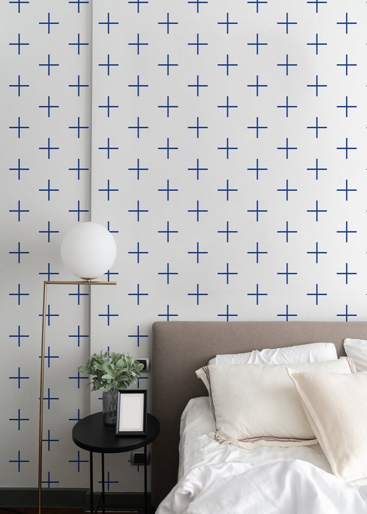 Addition Large - Yves Blue Geometric Wallpaper by Mrs Paranjape Papers