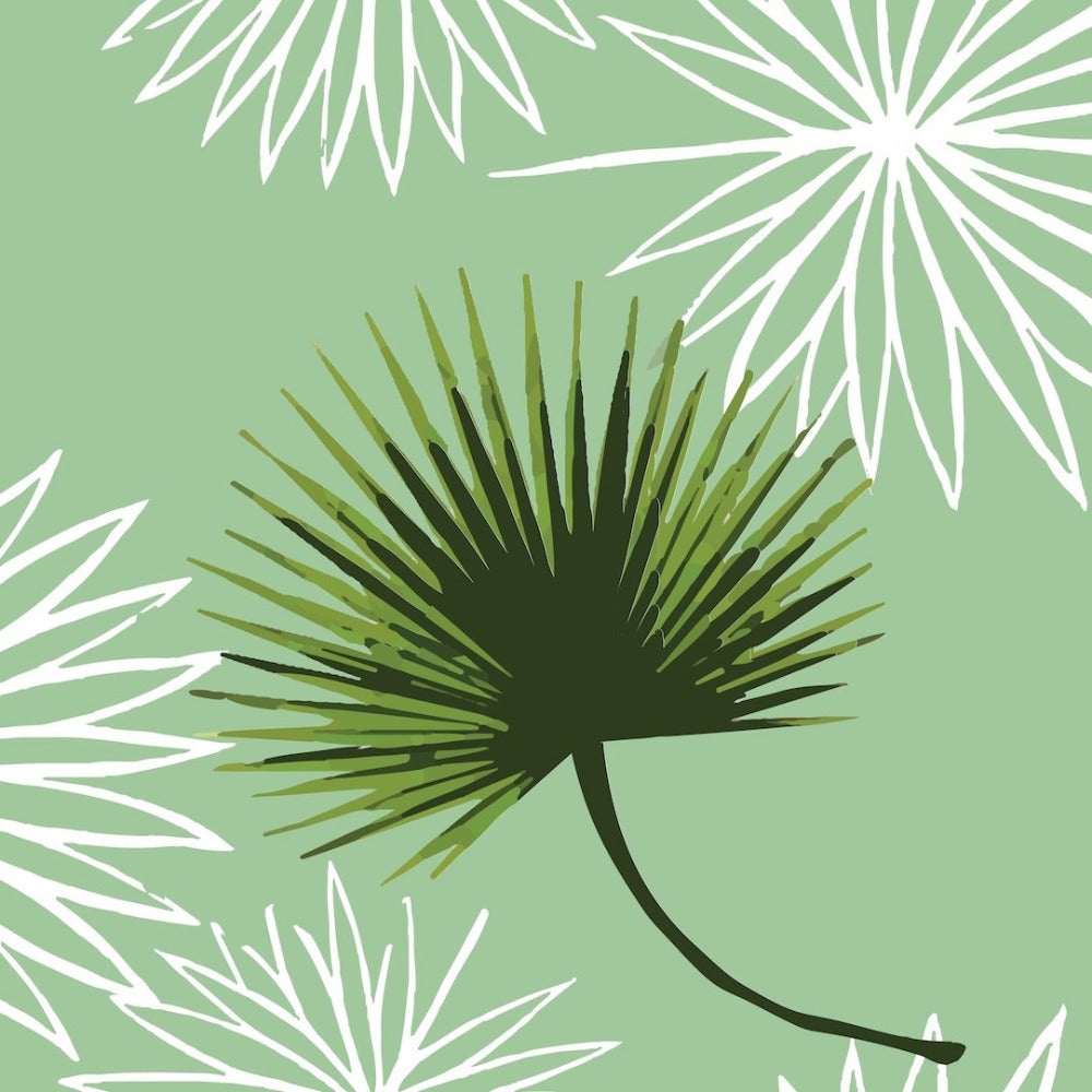 Cabbage Palm - Green Floral Wallpaper by Bohemian Bungalow