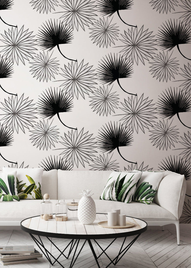 Cabbage Palm - White Wallpaper by Bohemian Bungalow