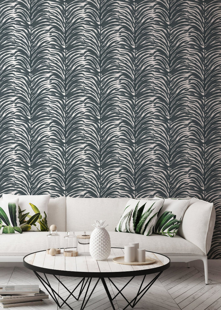 Deco Fern - Charcoal Wallpaper by Bohemian Bungalow