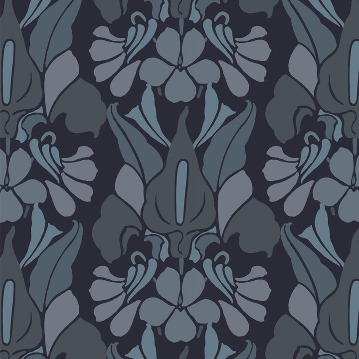 Dragon Flower - Grey/Blue Wallpaper