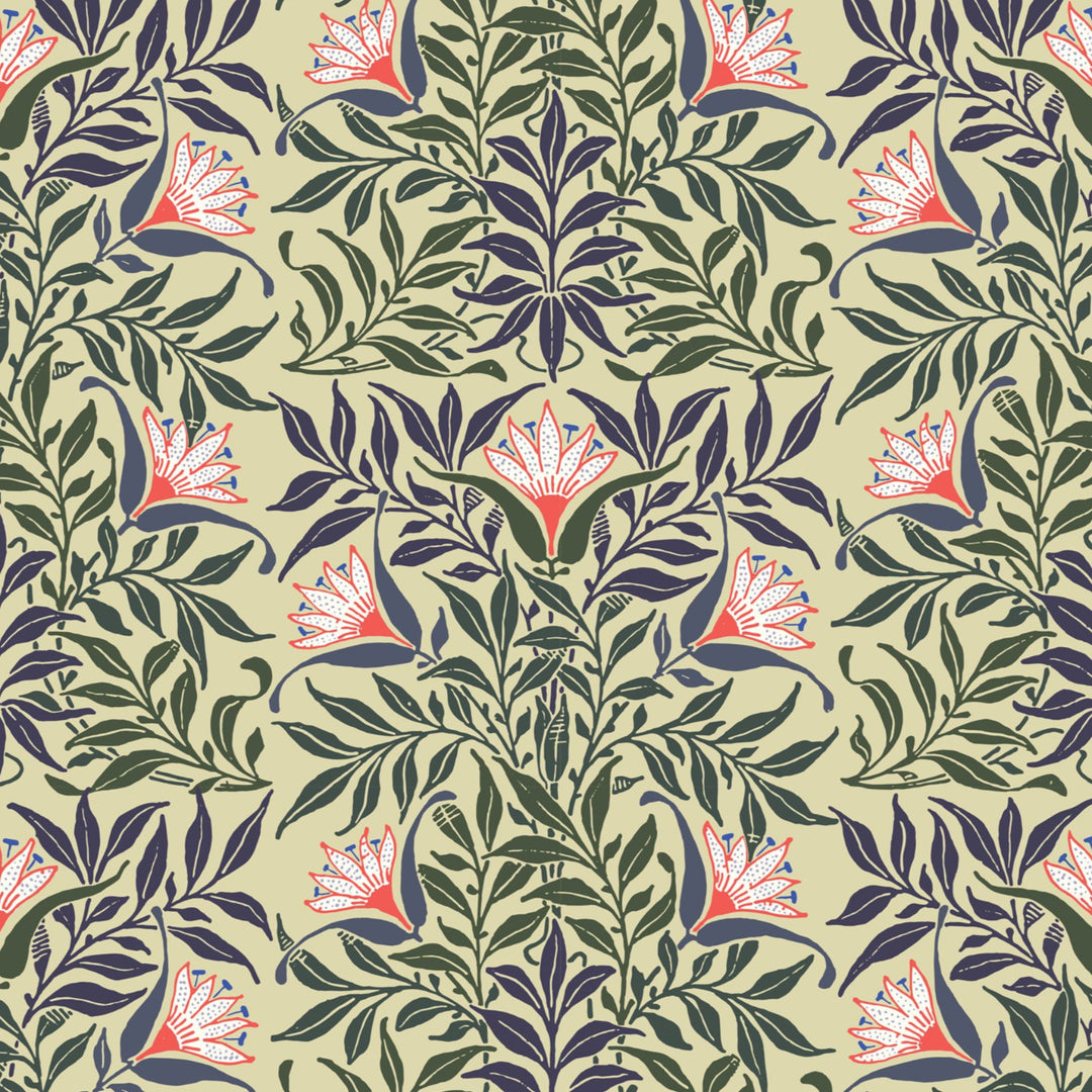 Traditional Floral - Yellow and Green Wallpaper