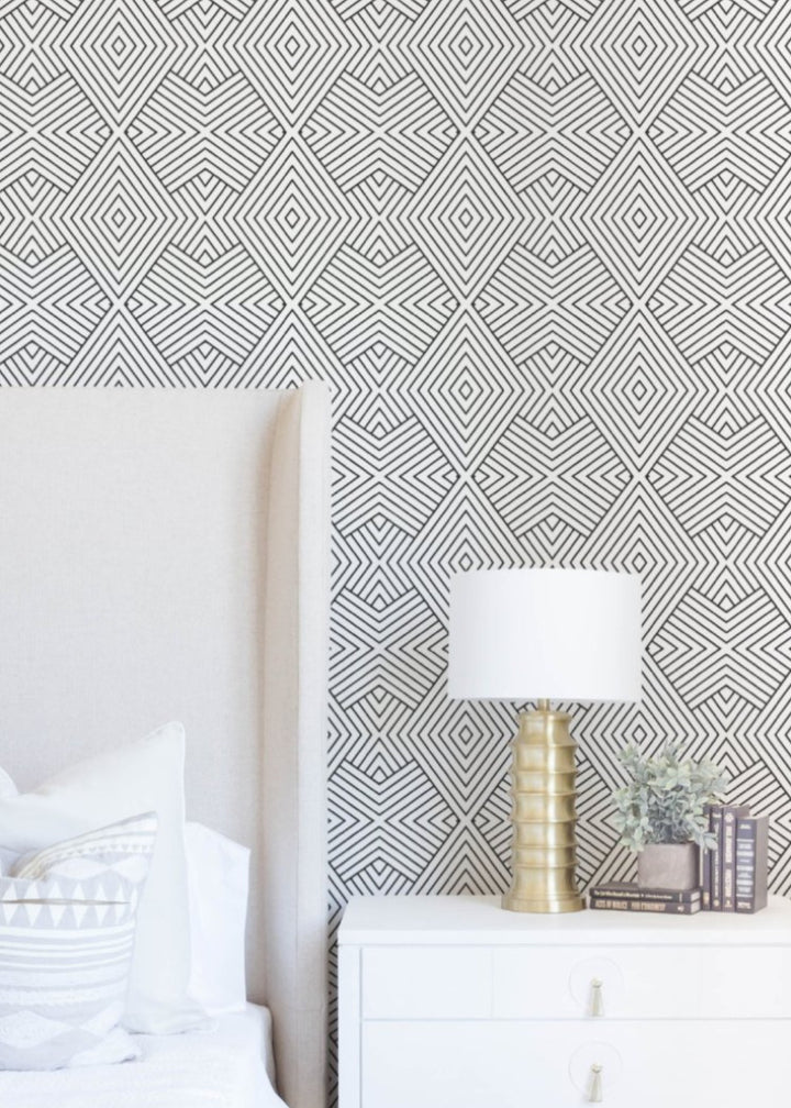 Formation - Jet Black Geometric Wallpaper by Mrs Paranjape Papers