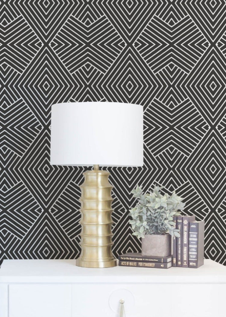 Formation - Jet Black Reverse Geometric Wallpaper by Mrs Paranjape Papers