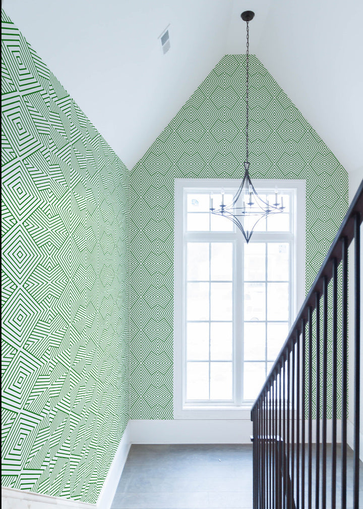 Formation - Signature Green Geometric Wallpaper by Mrs Paranjape Papers