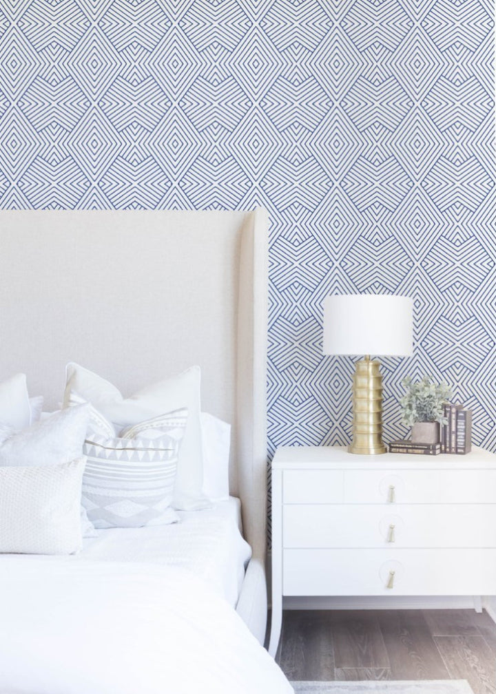 Formation - Yves Blue Geometric Wallpaper by Mrs Paranjape Papers