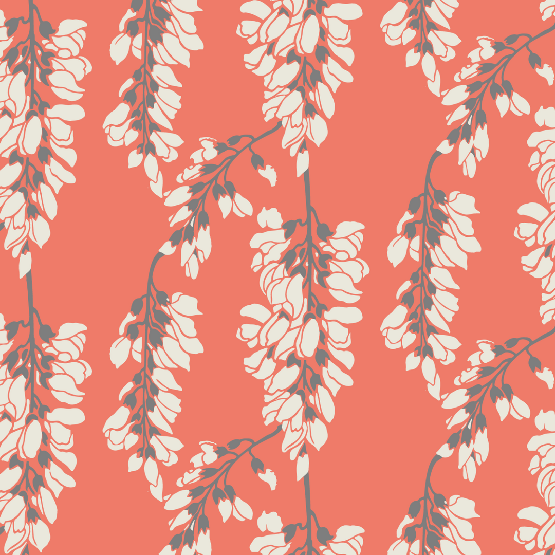 Wisteria Floral - Red Wallpaper