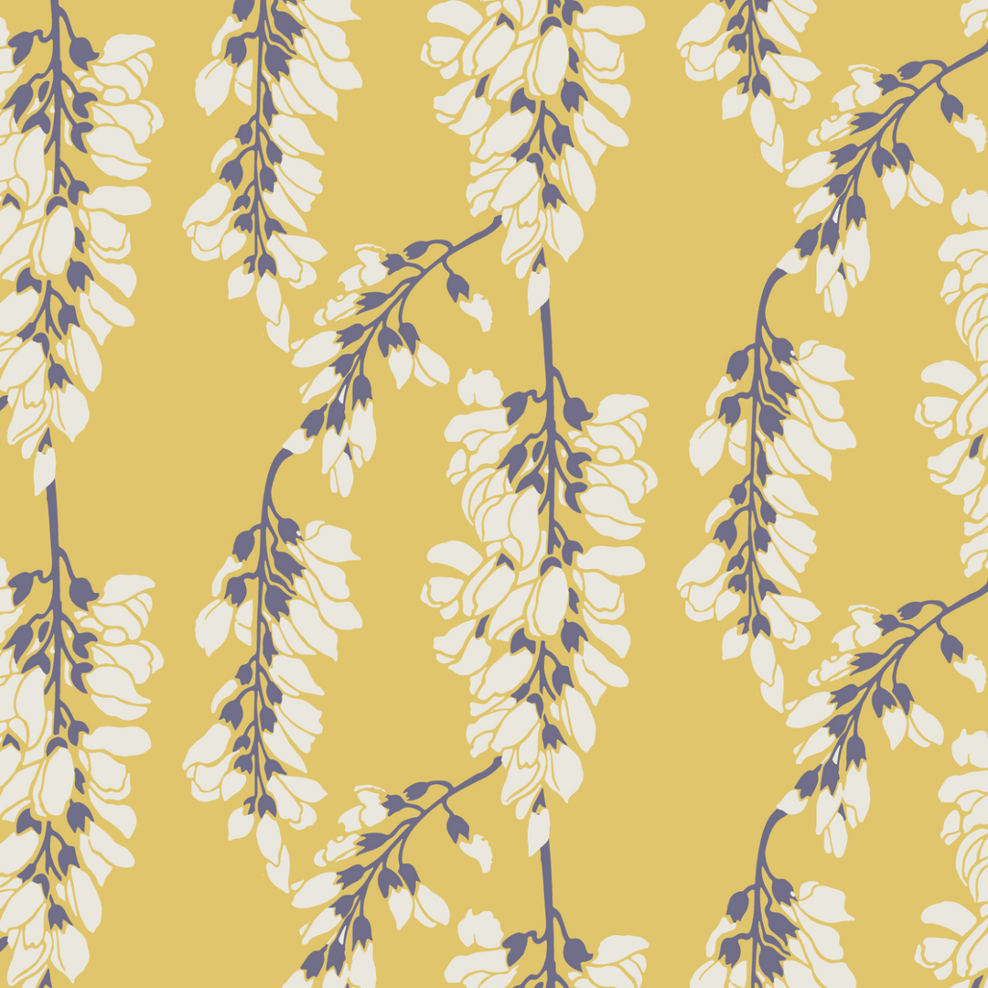 Wisteria Floral - Yellow Wallpaper