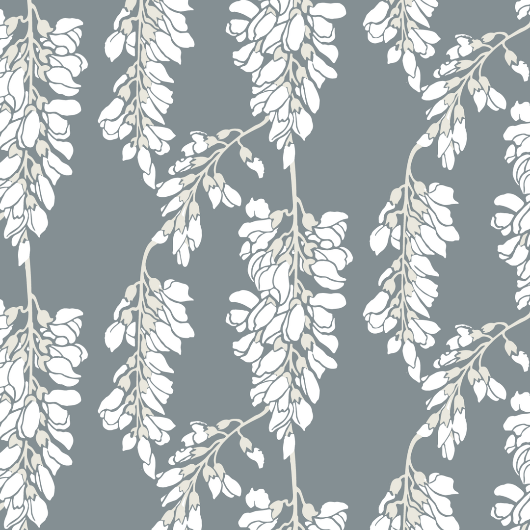 Wisteria Floral - Gray Wallpaper