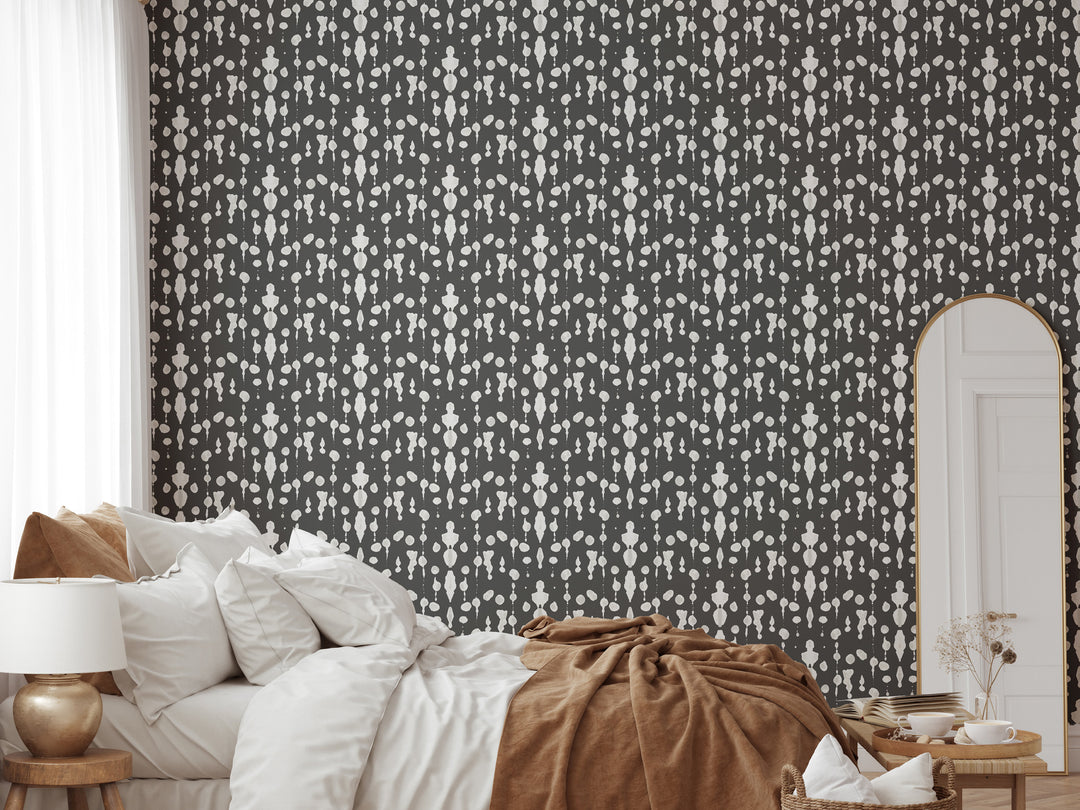Abstract Ink - White On Black Wallpaper by Bohemian Bungalow
