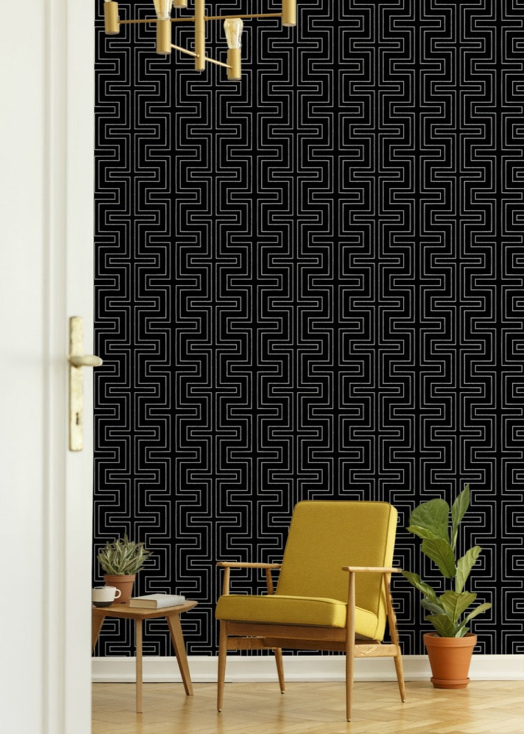 Geometric Lines - Black Wallpaper