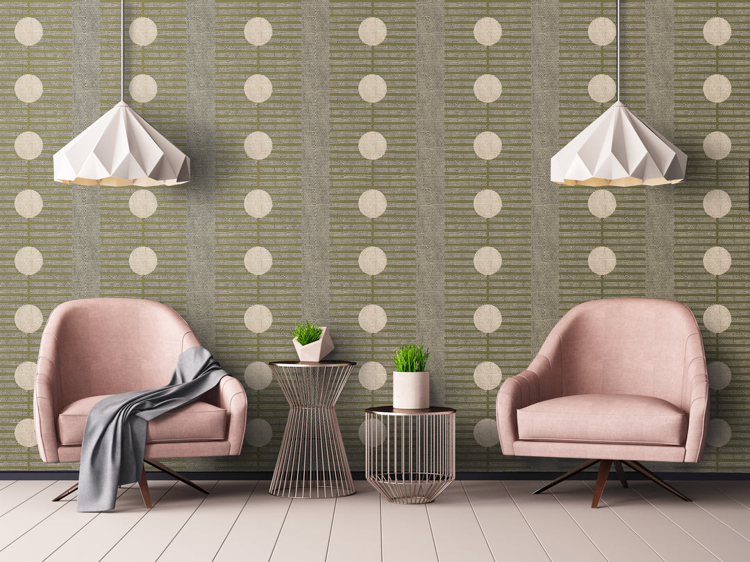 Nomalanga - Olive & Linen Wallpaper by Forbes + Masters
