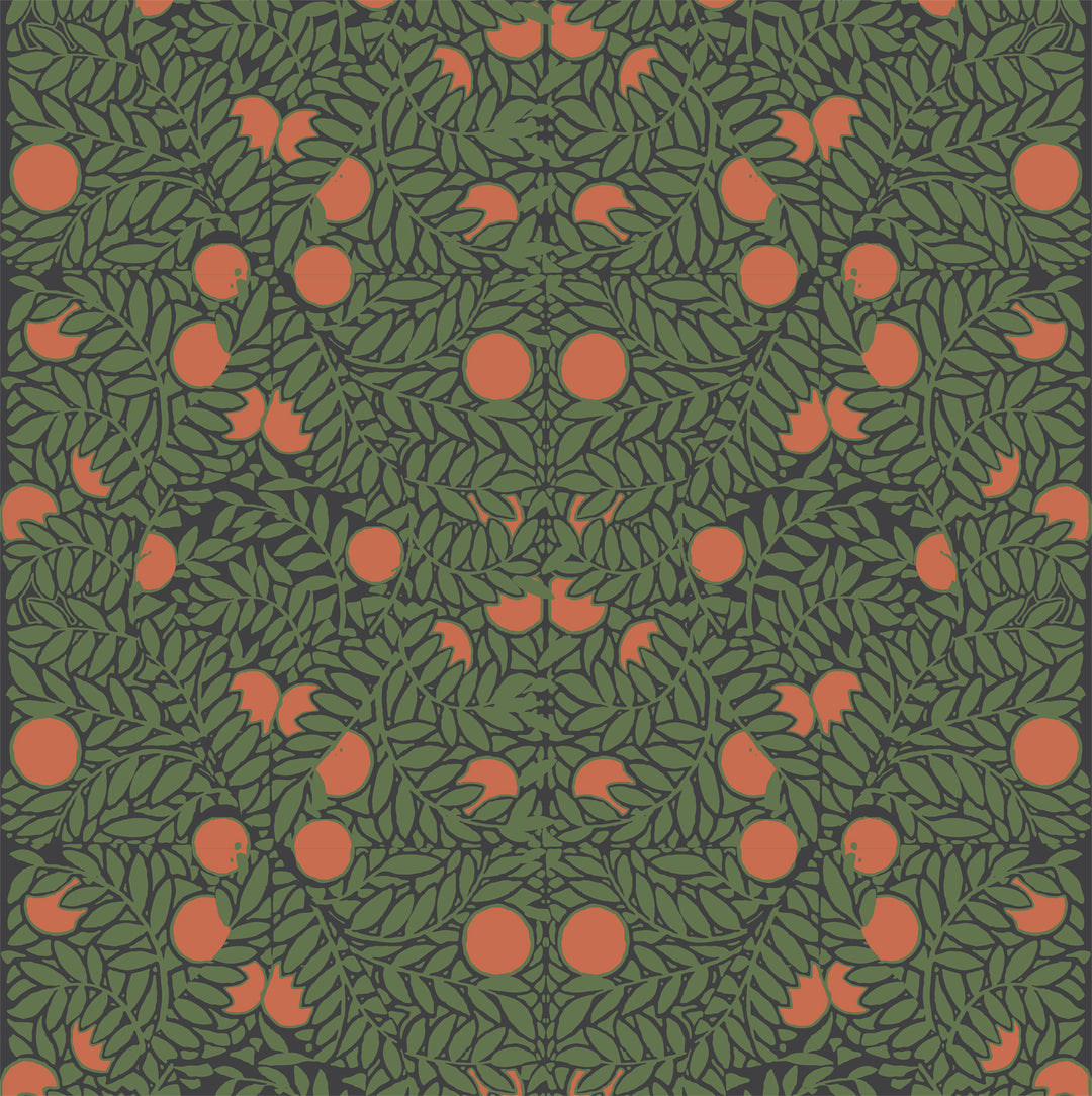 Orange Bush - Forest Floral Wallpaper