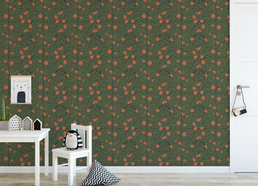Orange Grove - Forest Green Wallpaper
