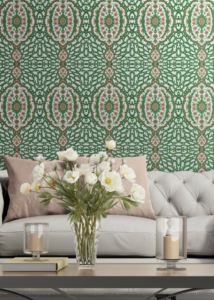 Ottoman Jewel - Kelly Green Wallpaper