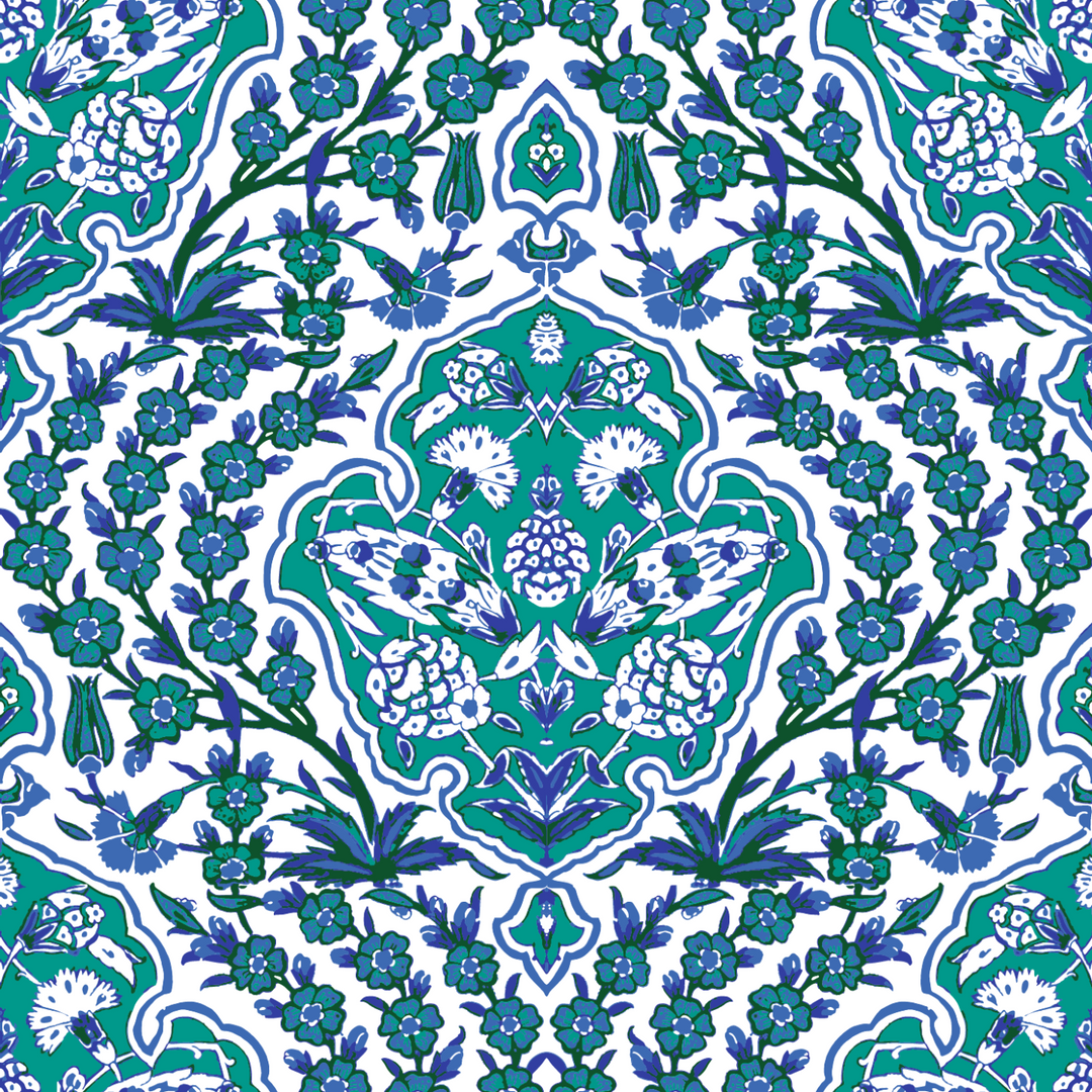 Ottoman Large - Turquoise Wallpaper