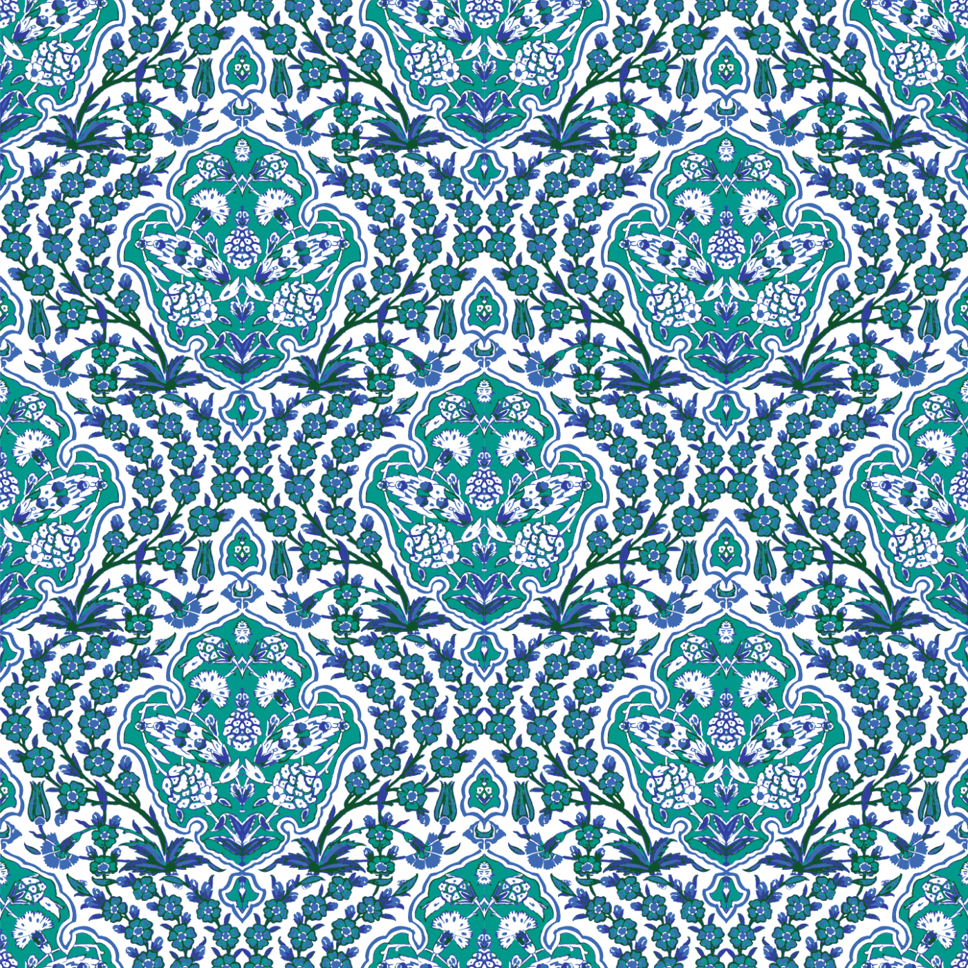 Turquoise best sale pattern wallpaper