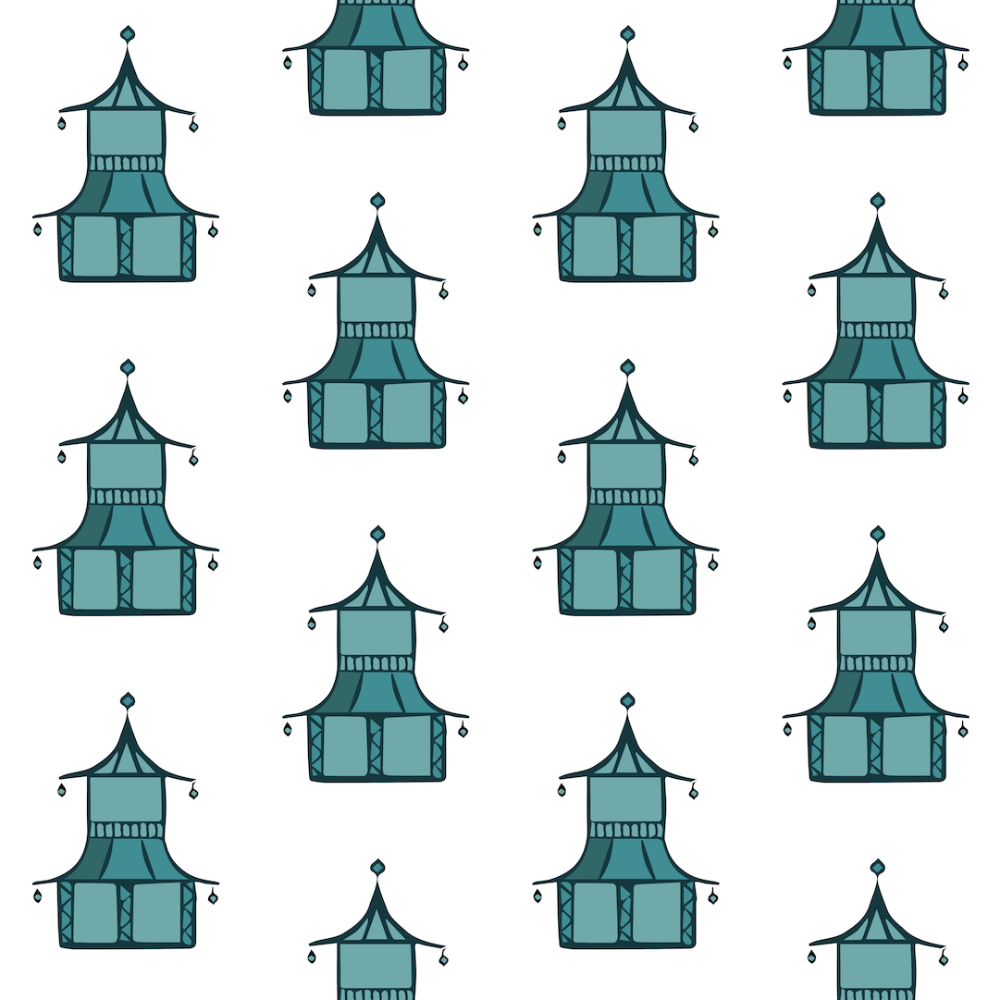 Pagoda - Sky Blue Wallpaper by Bohemian Bungalow