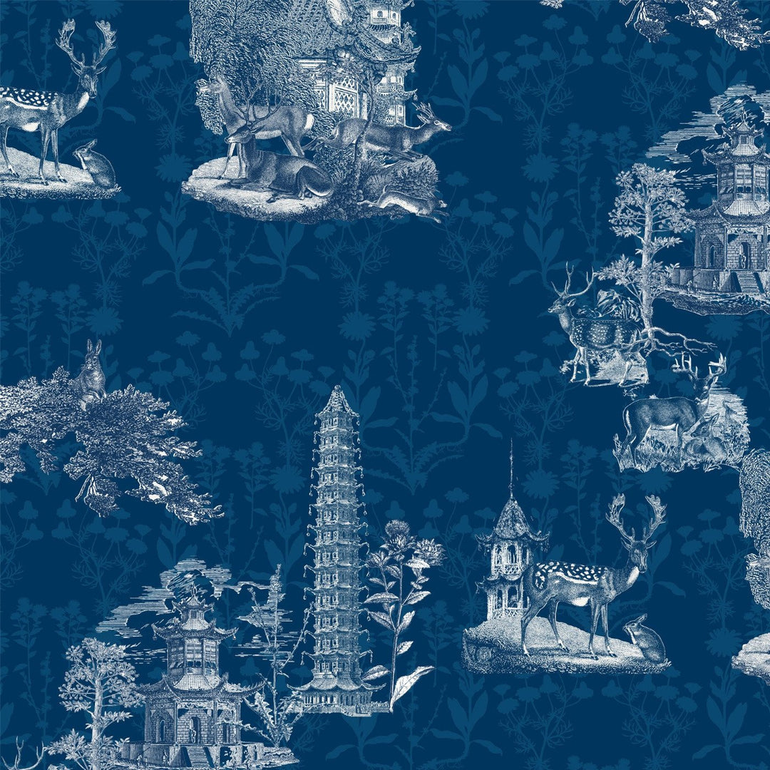 Pagoda Toile - Midnight Wallpaper