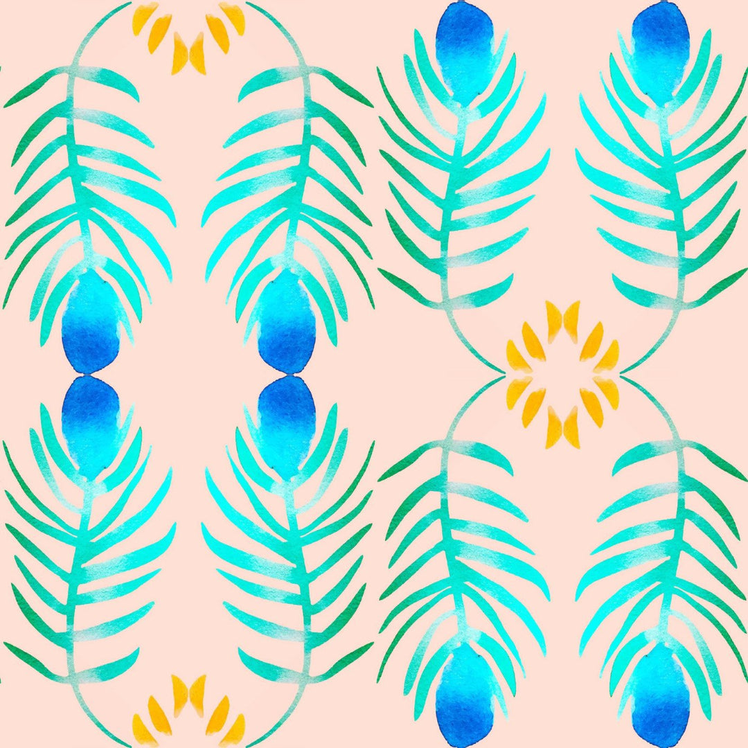 Peacock Coral - Small Wallpaper by The Blush Label