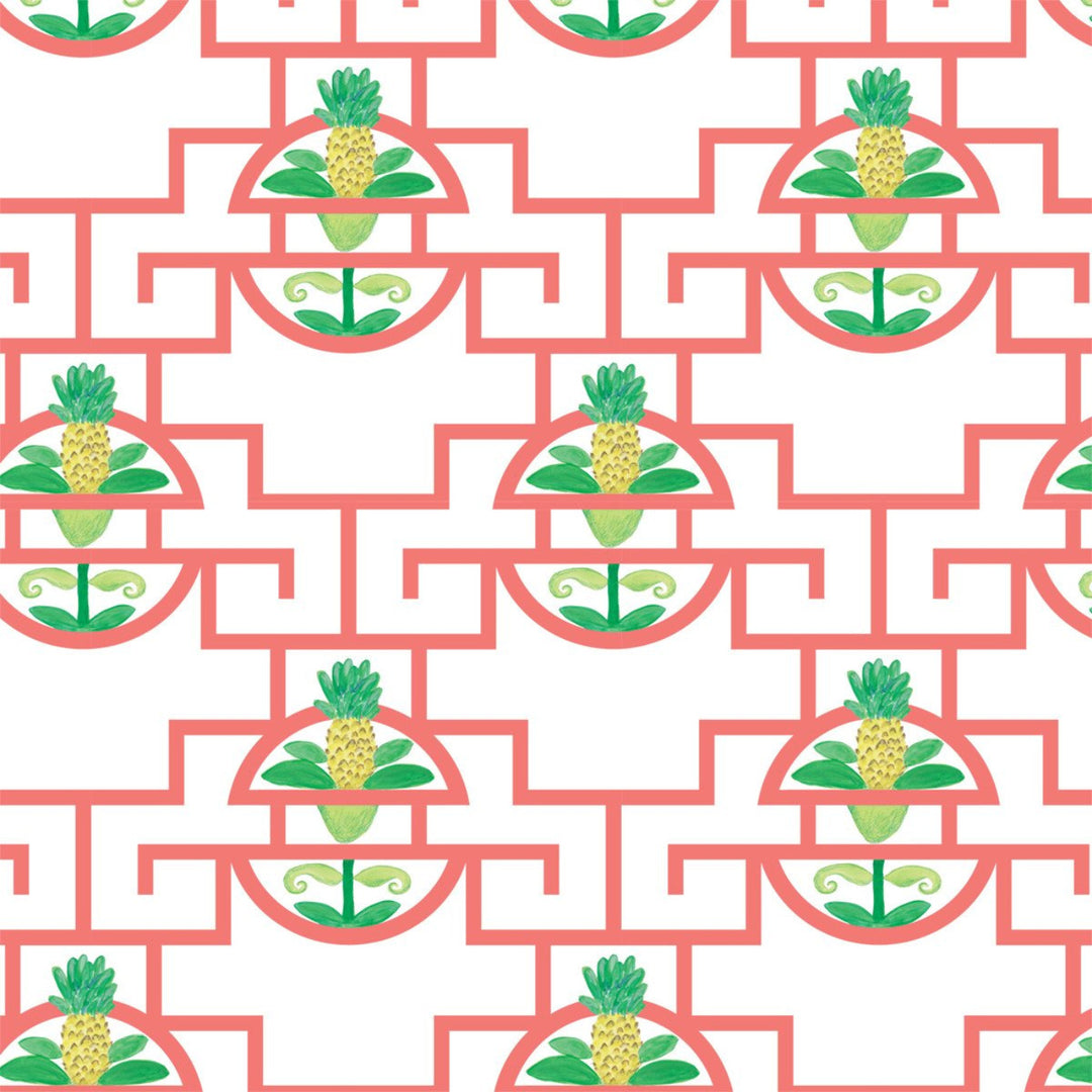Pineapple Trellis - Red Wallpaper by Julianne Taylor Style