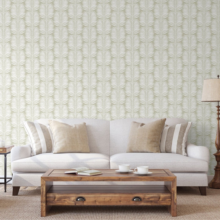 Palm Leaves - Seagrass Floral Wallpaper