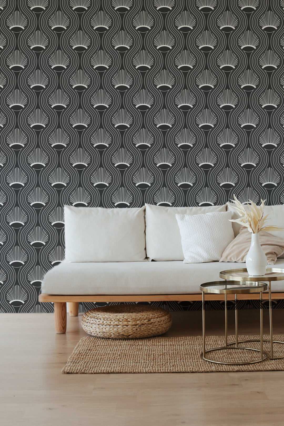 Art Deco Shell - Black Wallpaper