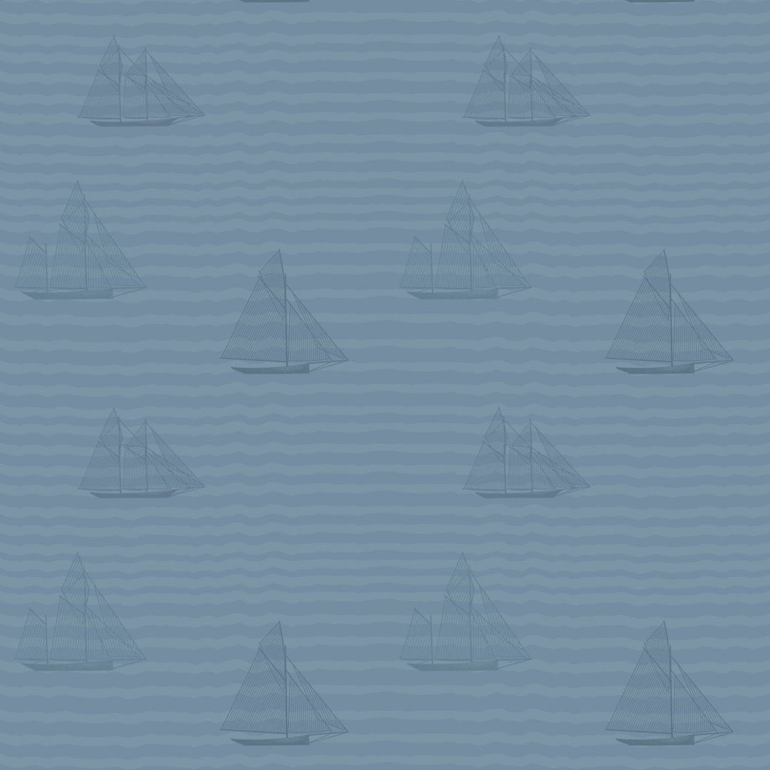 Sailboats - Navy Wallpaper
