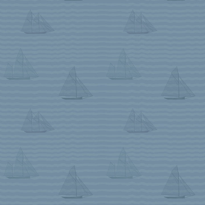 Sailboats - Navy Wallpaper