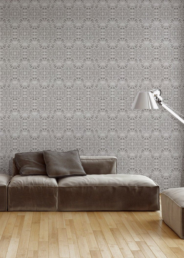 Silver Flora Wallpaper