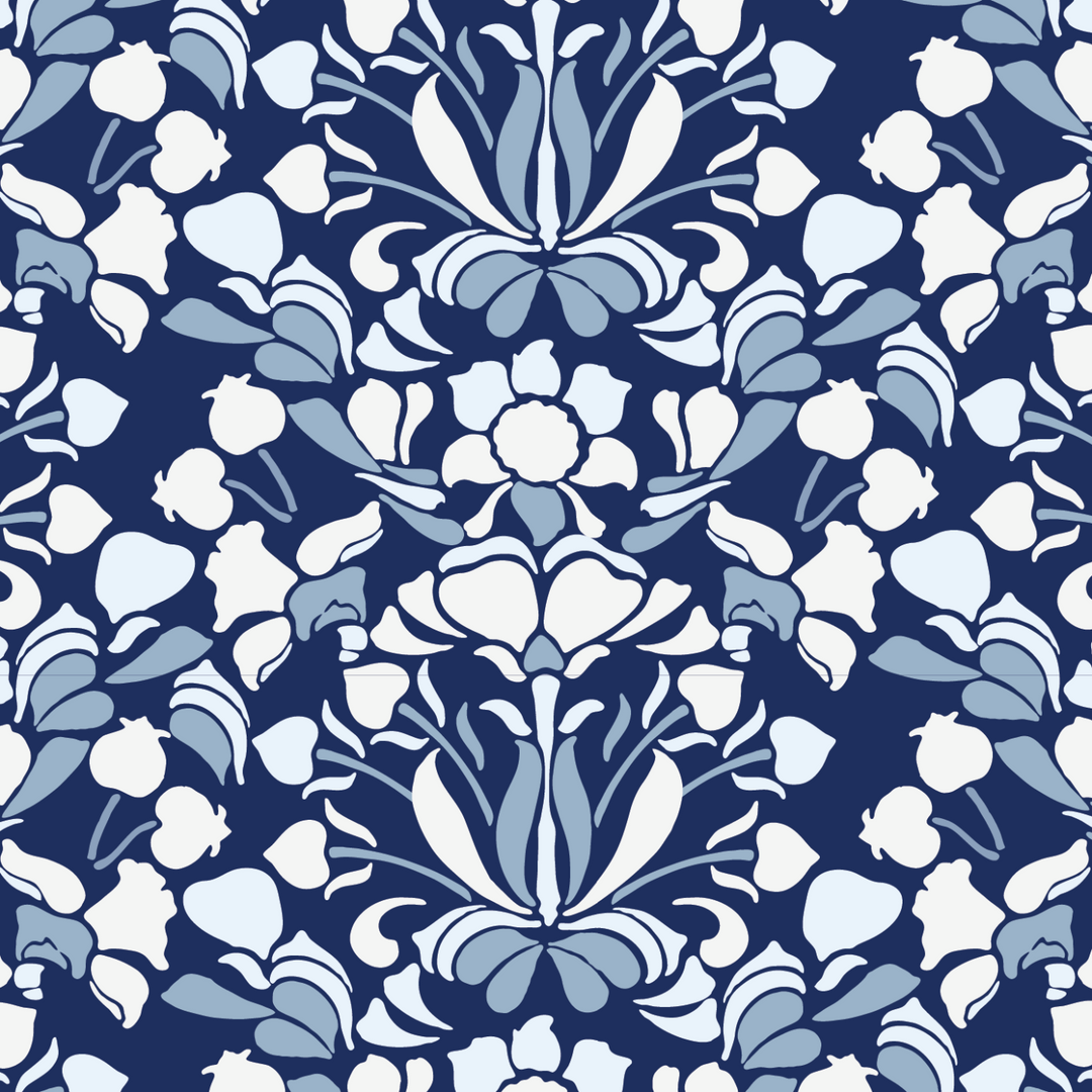 Snapdragon - Navy Blue Floral Wallpaper