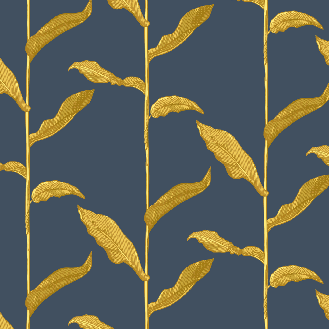 Stalks - Golden Night Floral Wallpaper