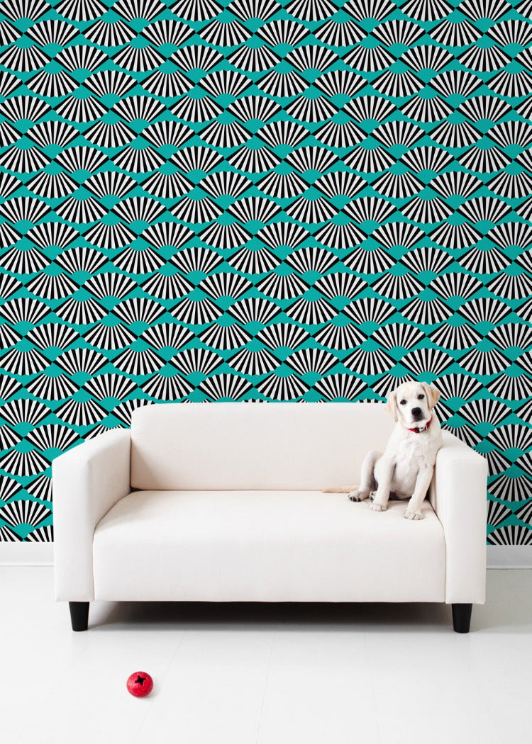 turquoise and white wallpaper
