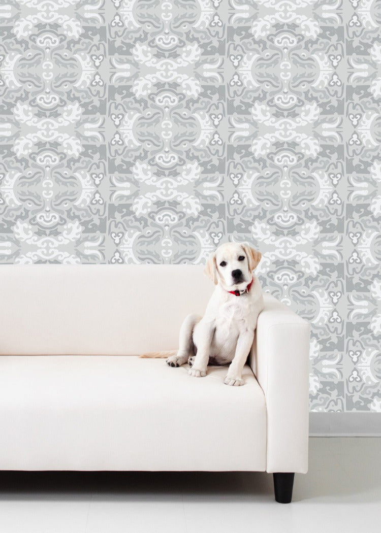 Foo Dog - Pewter Wallpaper by Julianne Taylor Style