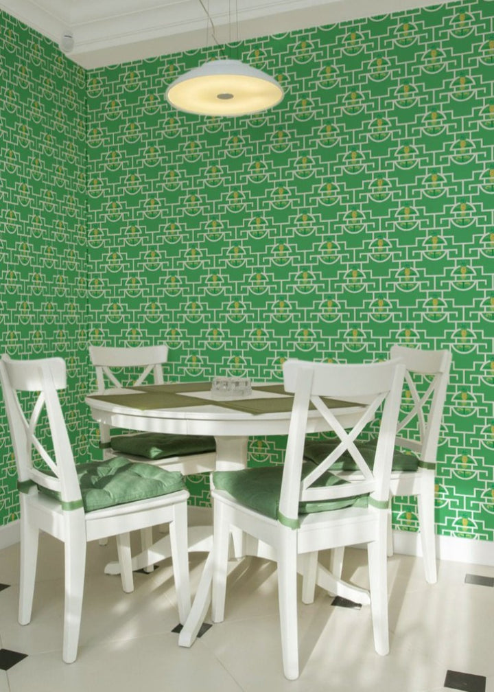 Pineapple Trellis - Green Wallpaper by Julianne Taylor Style