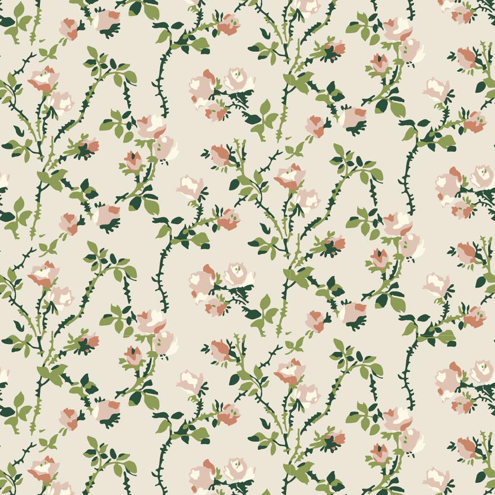 Rose Thorns - Ivory Garden Floral Wallpaper