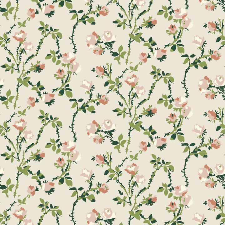 Rose Thorns - Ivory Garden Floral Wallpaper