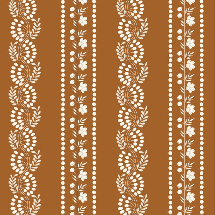 Botanic Stripe - Terracotta Wallpaper