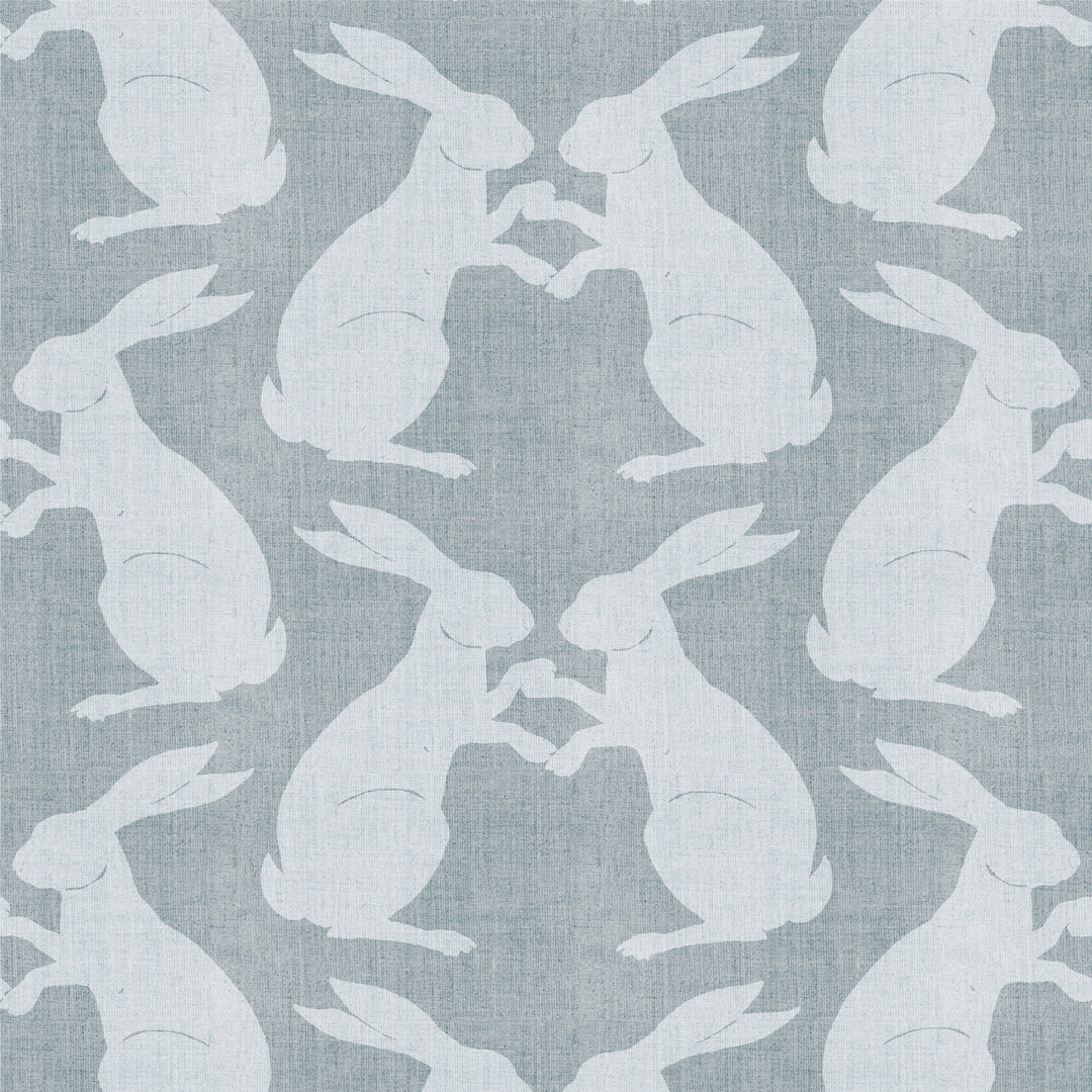 Paper Rabbits - Pewter Blue Wallpaper