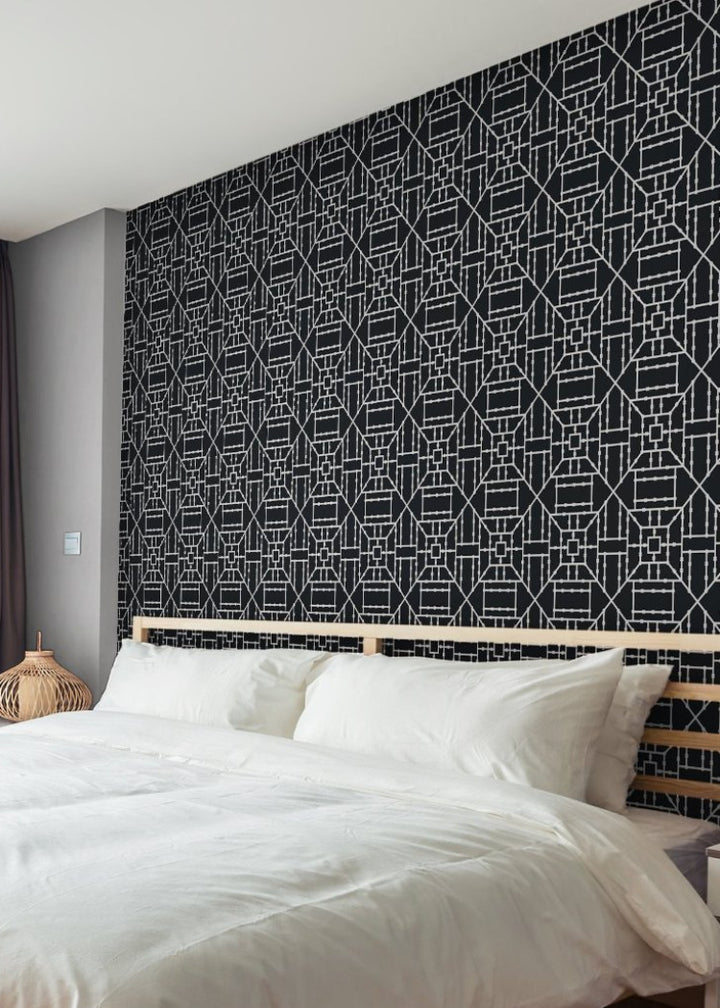 Bamboo Trellis - Black Wallpaper by The Blush Label