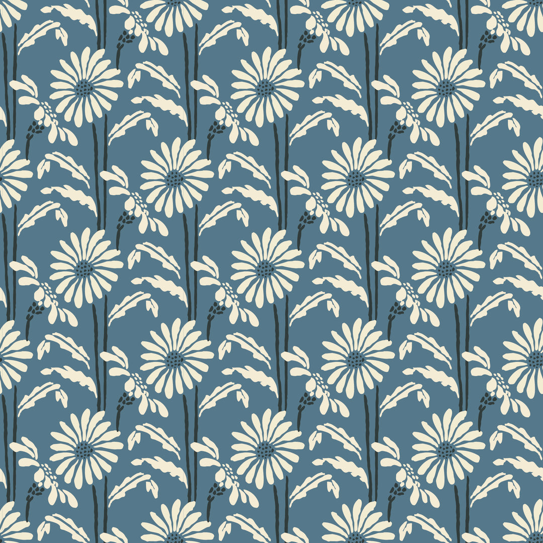 Woodland Bloom - Slate Blue Floral Wallpaper
