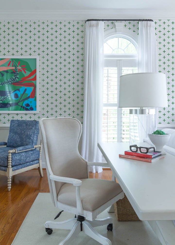 Addition - Signature Green Geometric Wallpaper by Mrs Paranjape Papers