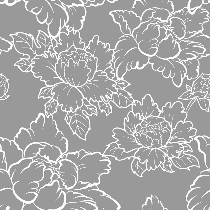 Peony - Grey Floral Wallpaper by Bohemian Bungalow